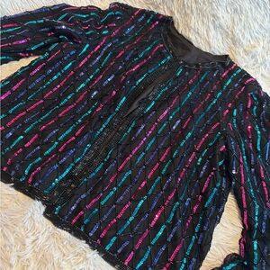 Vintage Papell Boutique Multicolor Sequin Blazer